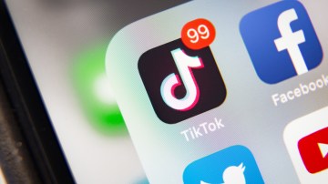 Tyumen, Russia - January 21, 2020: TikTok and Facebook application on screen Apple iPhone XR